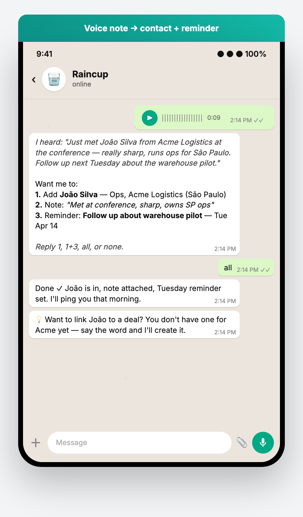 Voice quick note